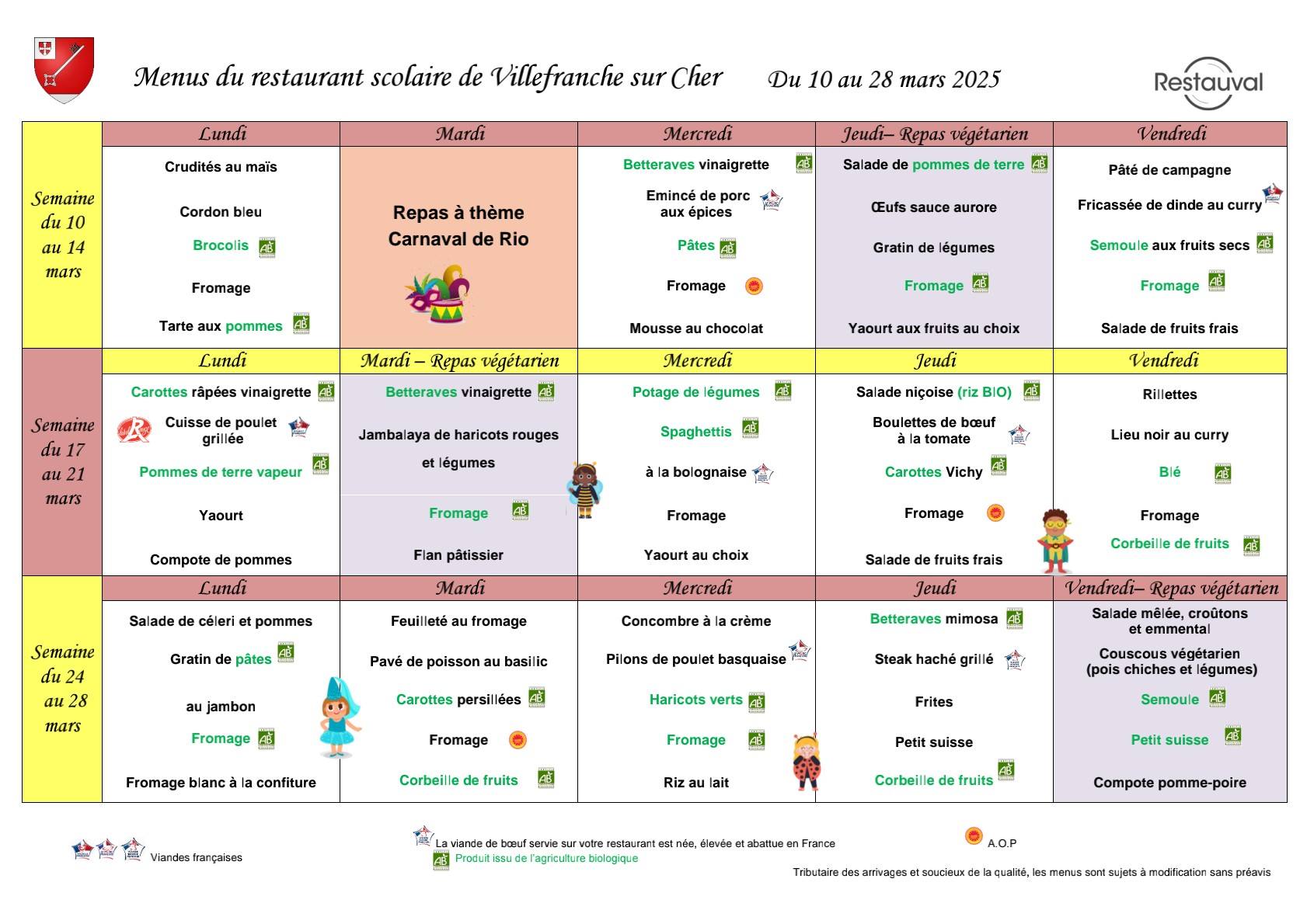 Cantine 2025 mars