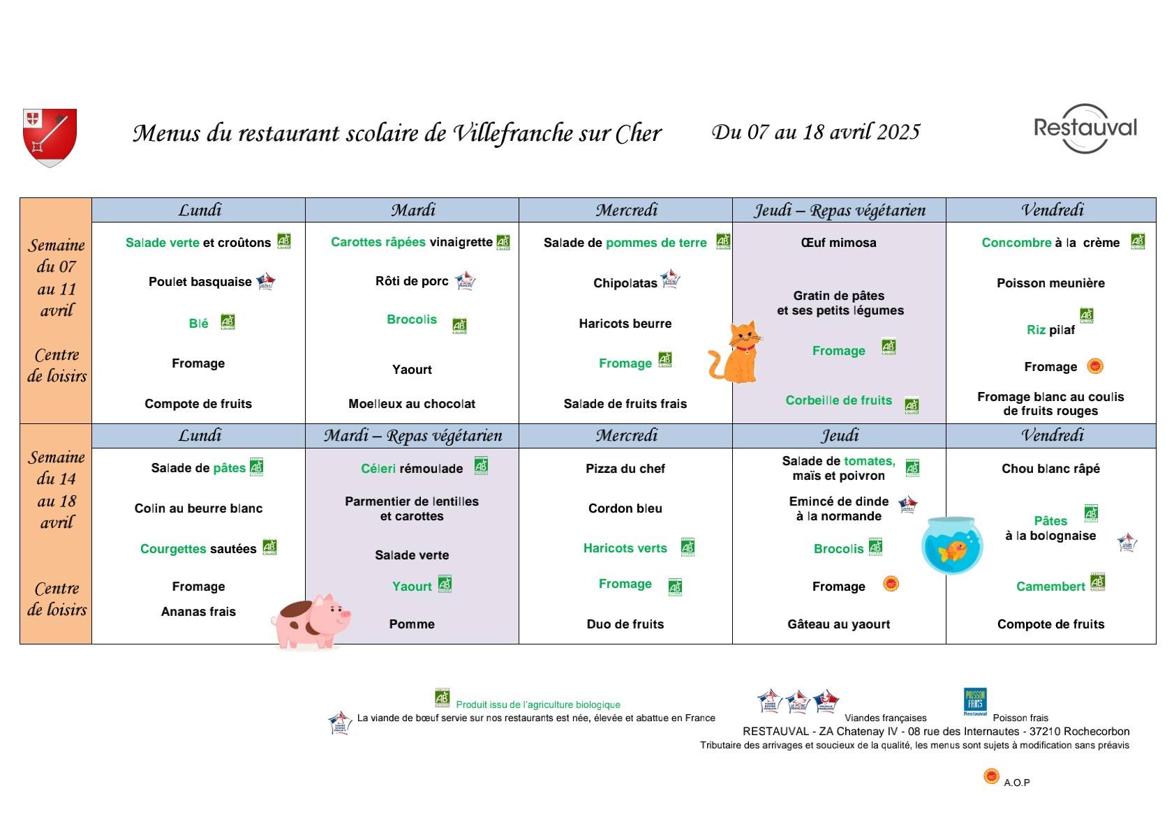 Cantine 2025 avril