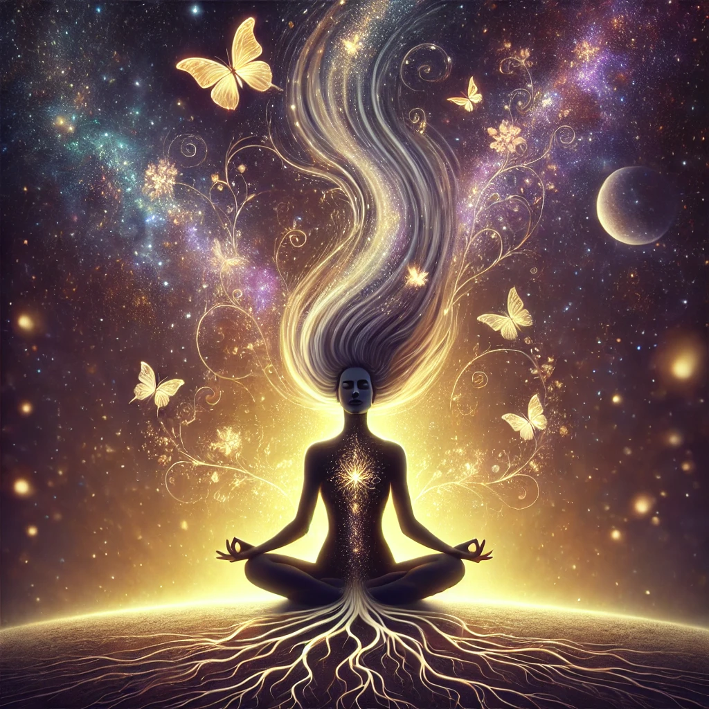 DALL-E-2025-02-22-09-55-01-A-serene-woman-meditating-in-a-cosmic-setting-inspired-by-esoteric-and-spiritual-themes-She-sits-cross-legged-on-the-ground-with-her-hands-resting-o