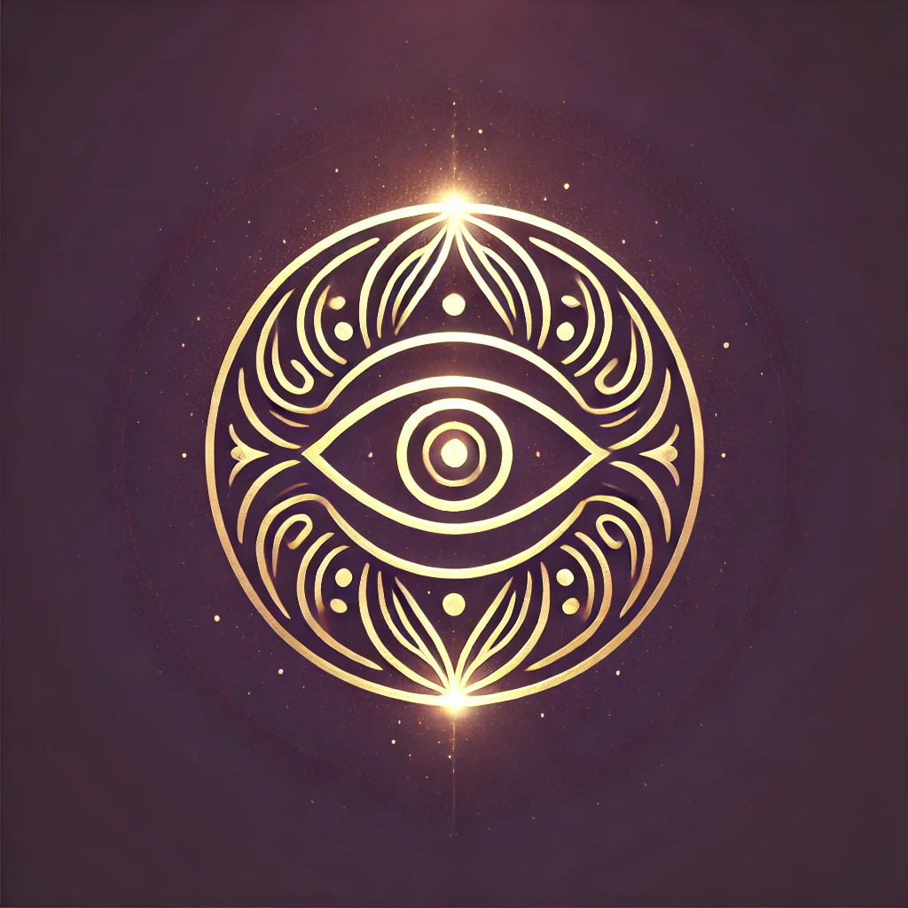 Troisième œil lumineux symbolisant l’intuition et l’éveil spirituel.