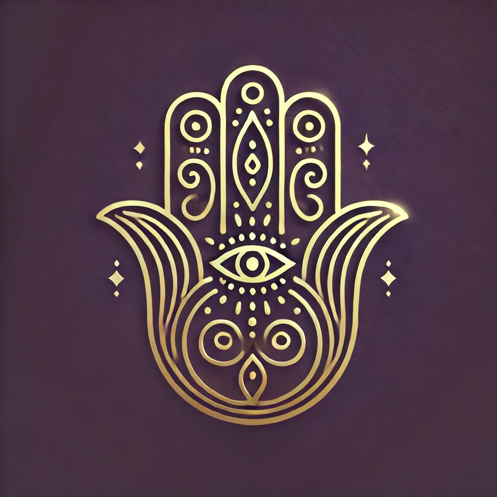 main protectrice (Hamsa), symbolisant la protection, la positivité et la guidance spirituelle.