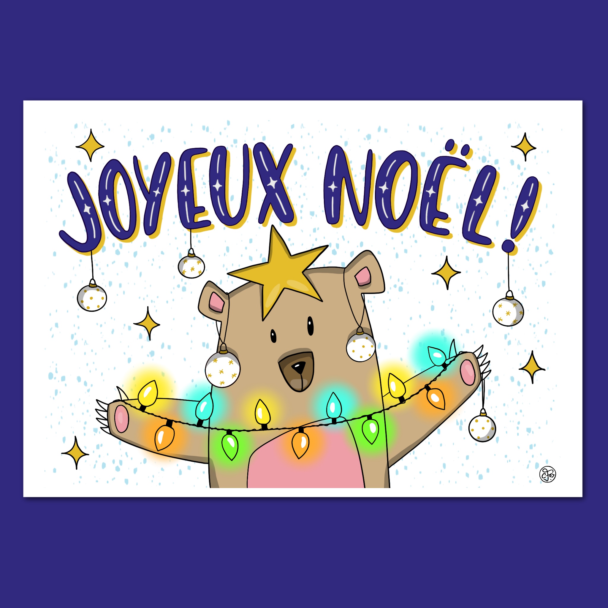 Carte joyeux noel guirlande