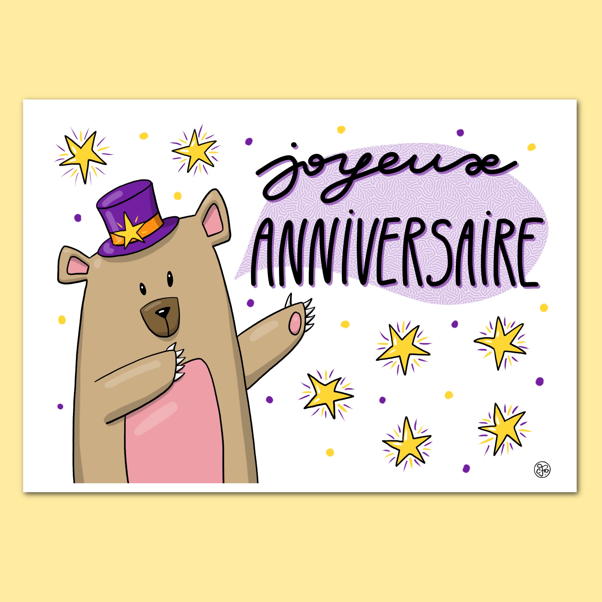 Carte joyeux anniversaire etoiles