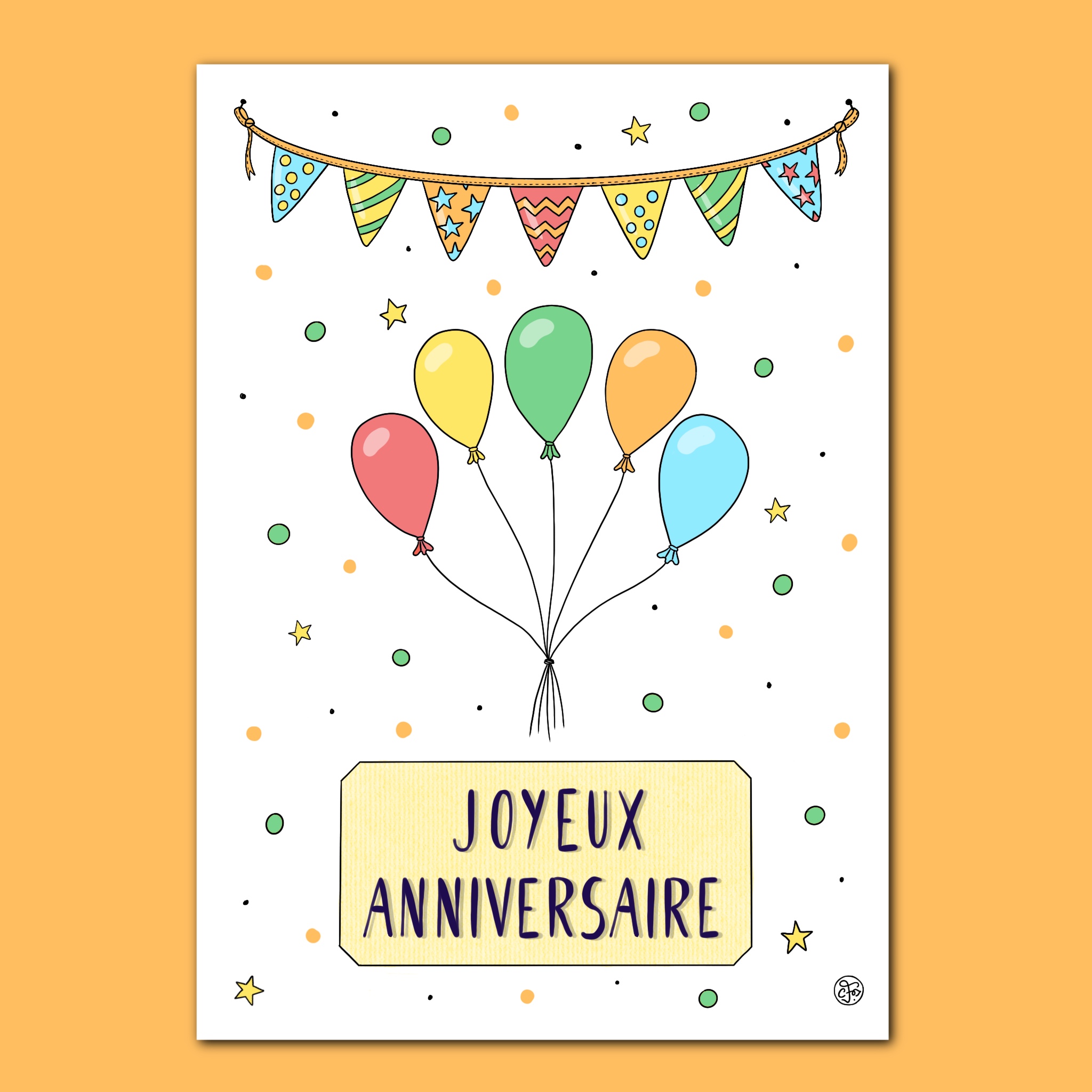 Carte joyeux anniversaire ballons