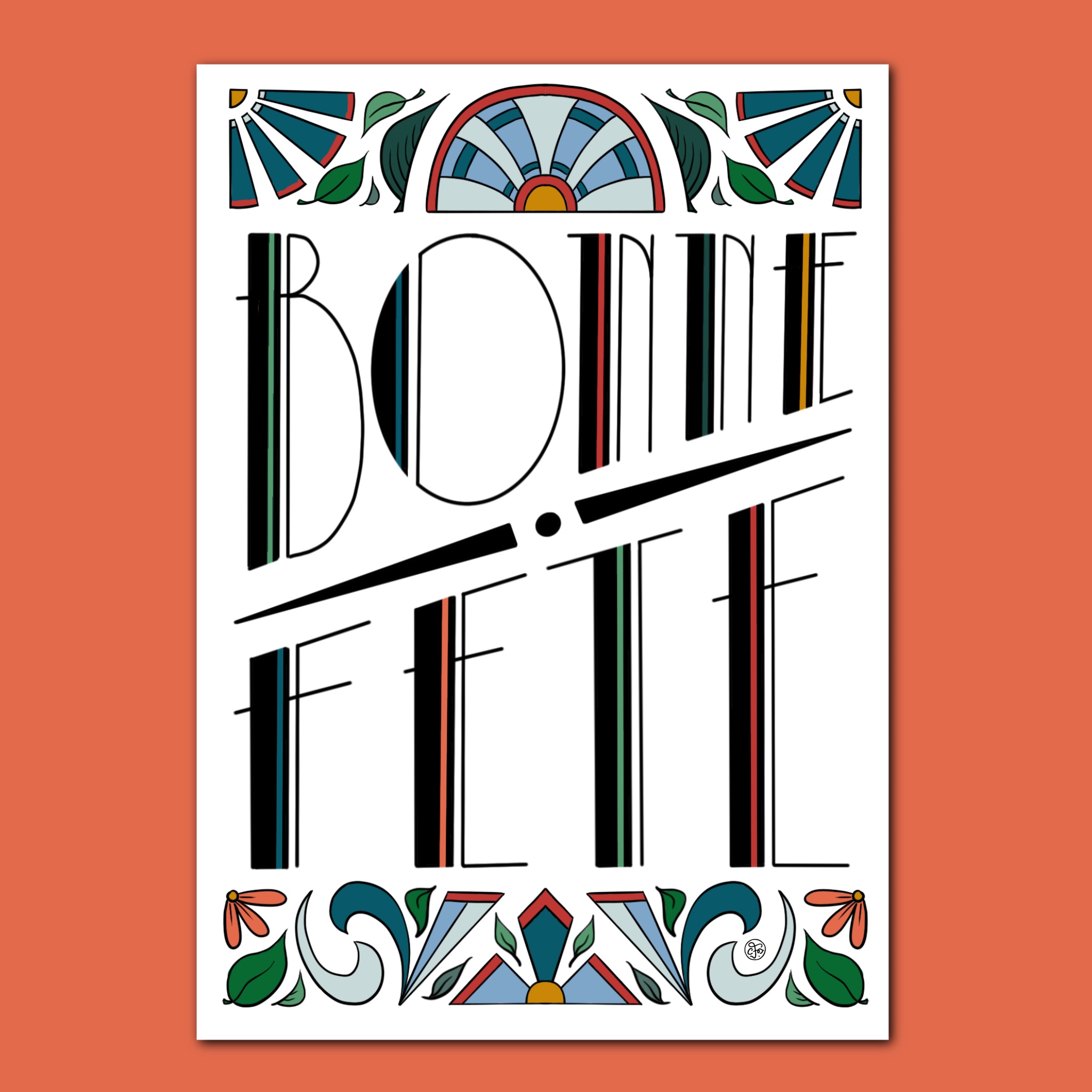 Carte bonne fete art deco