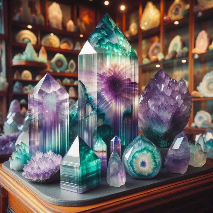 colonne de fluorite arc en ciel, pierres fines du monde