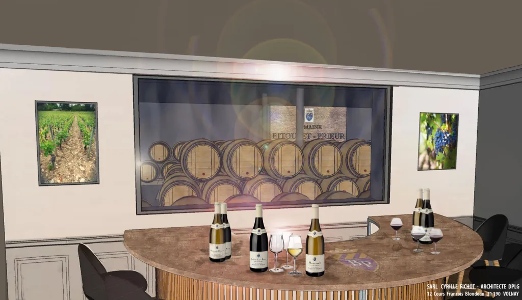 3D réalisé par le Cabinet d'Architecture Cyrille FICHOT - Construction d'un bâtiment vinicole et de bureaux - Meursault - 2021