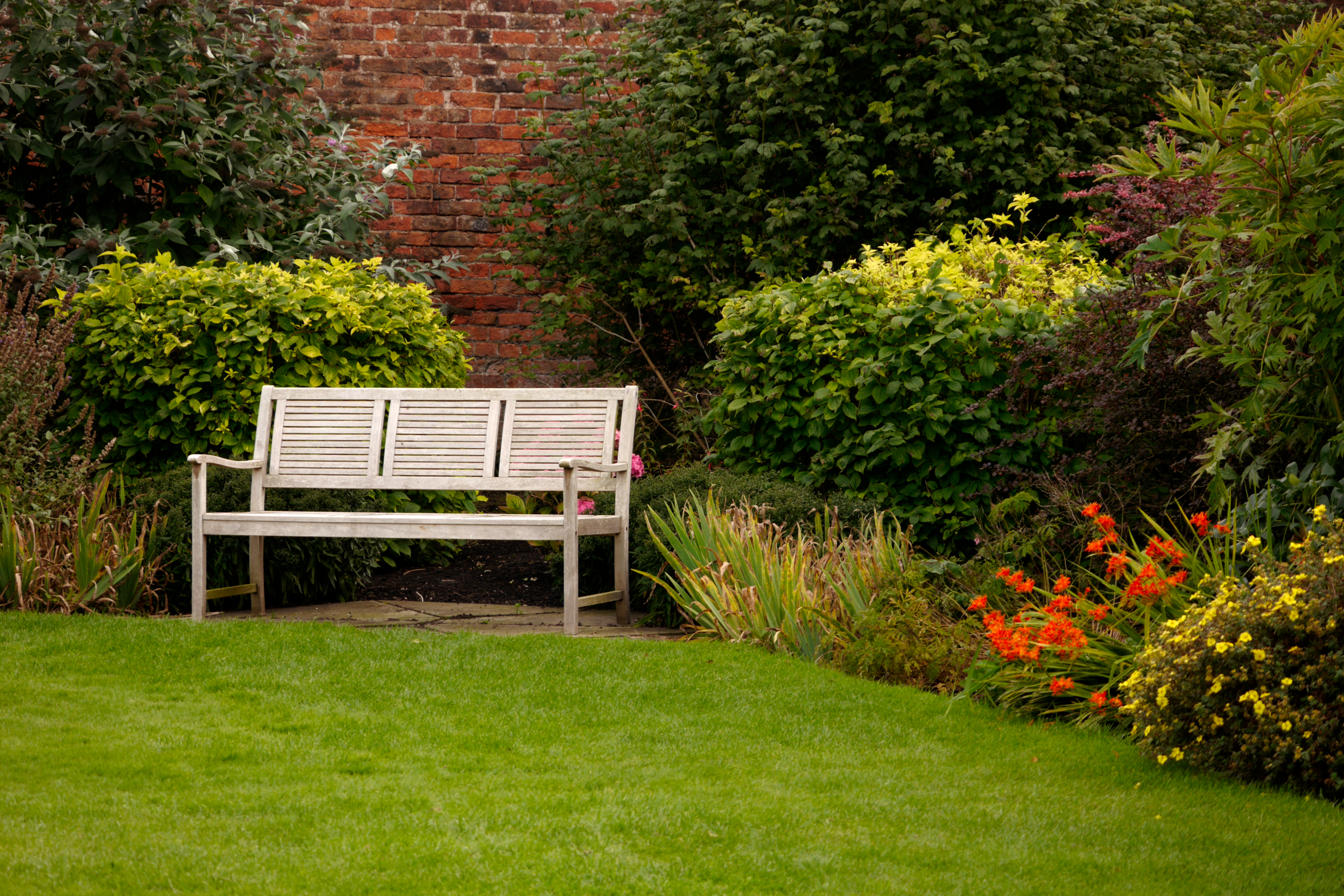 Shot-white-bench-park