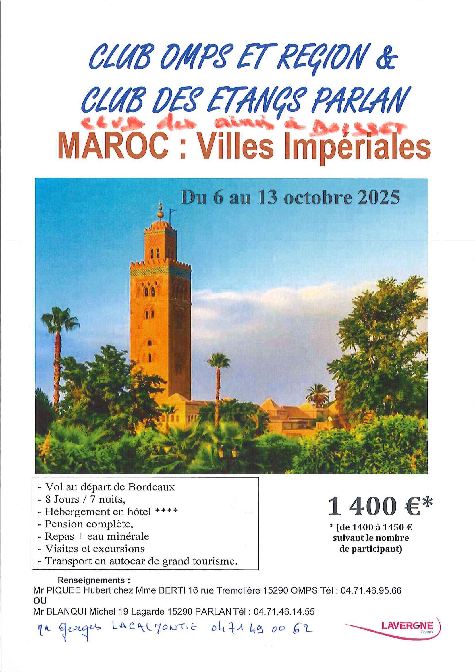 VOYAGE AU MAROC CLUB DES AINÉS