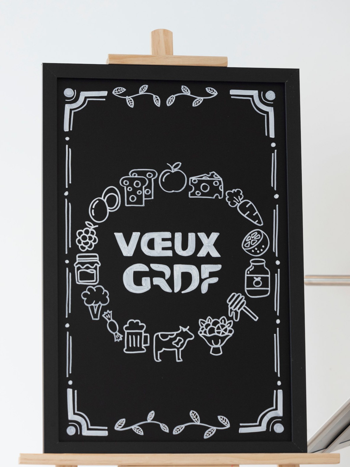 Ardoise décorée pour la cérémonie des voeux de l'entreprise GRDF