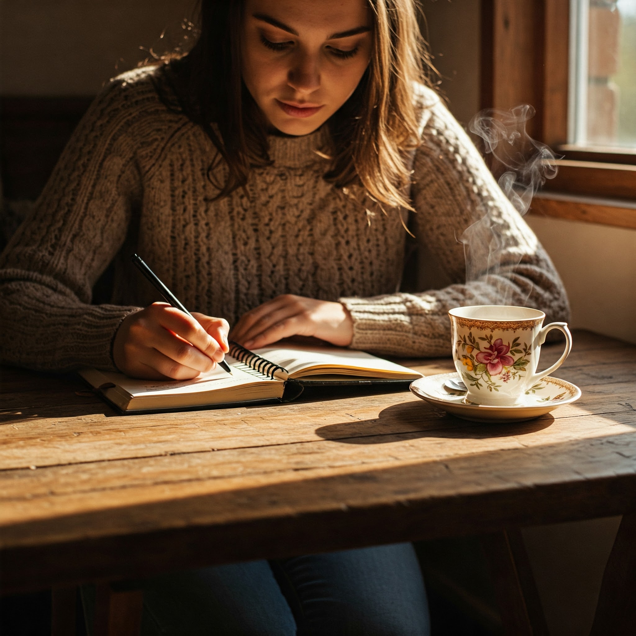Maman-qui-ecrit-et-tasse-de-the
