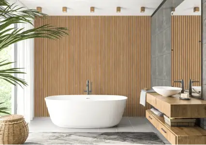 Salle de bain moderne avec finition élégante, intégrant des équipements contemporains pour un confort optimal et un design raffiné à Rezé
