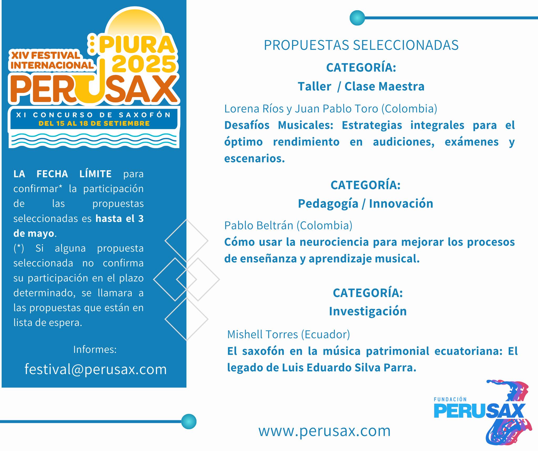 Perusax 2025 el saxofon en la musica patrimonial ecuatoriana el legado de luis eduardo silva parra