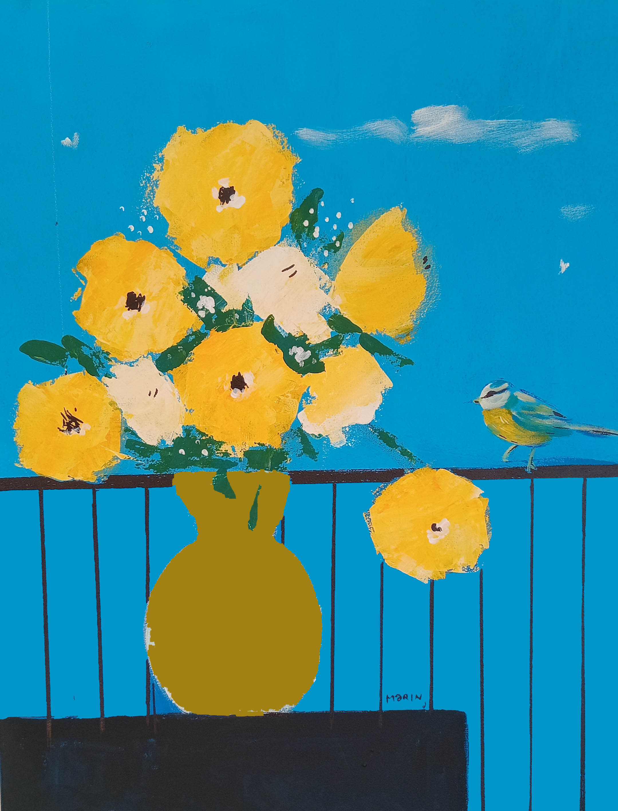 Bouquet-jaune-sur-la-terrasse