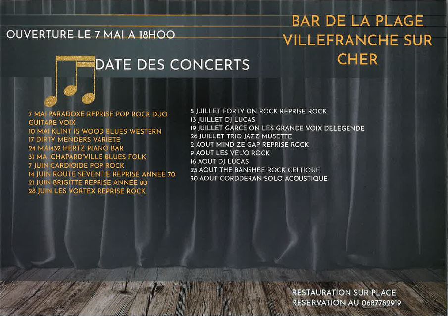 Planning bar de la plage