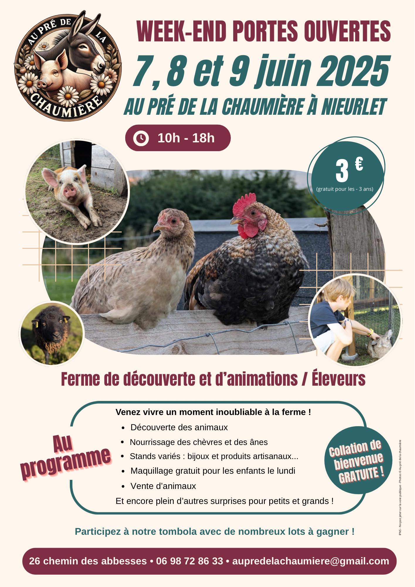 Porte ouverture au pre de la chaumiere