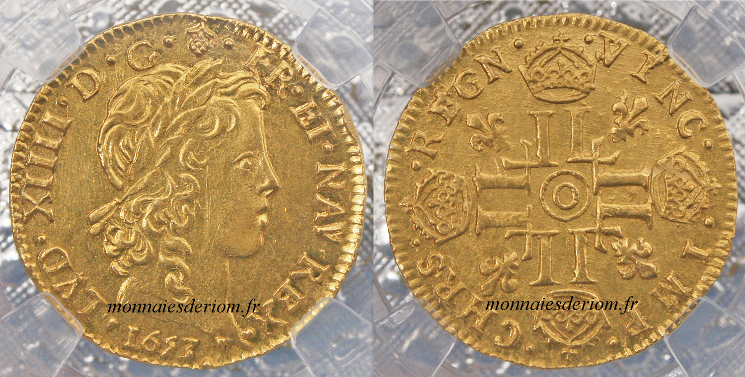 écu d'or louis d'or Riom
Louis d'or mèche longue 1653 Riom