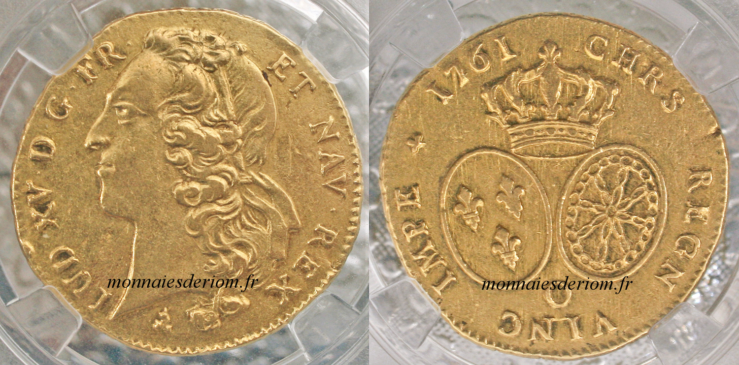 écu d'or louis d'or Riom
Double Louis d'or au bandeau 1761 Riom