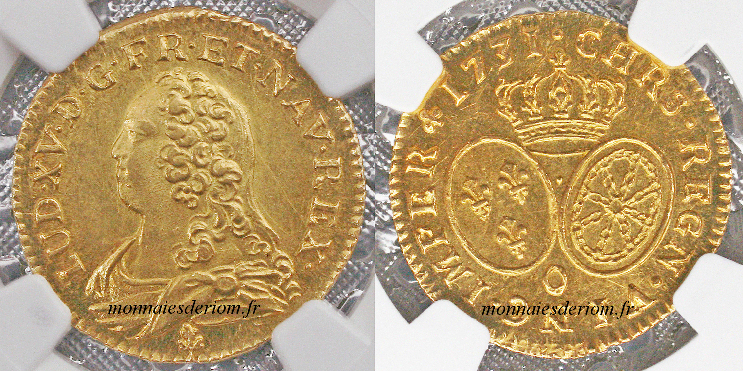écu d'or louis d'or Riom
Louis d'or aux lunettes 1731 Riom