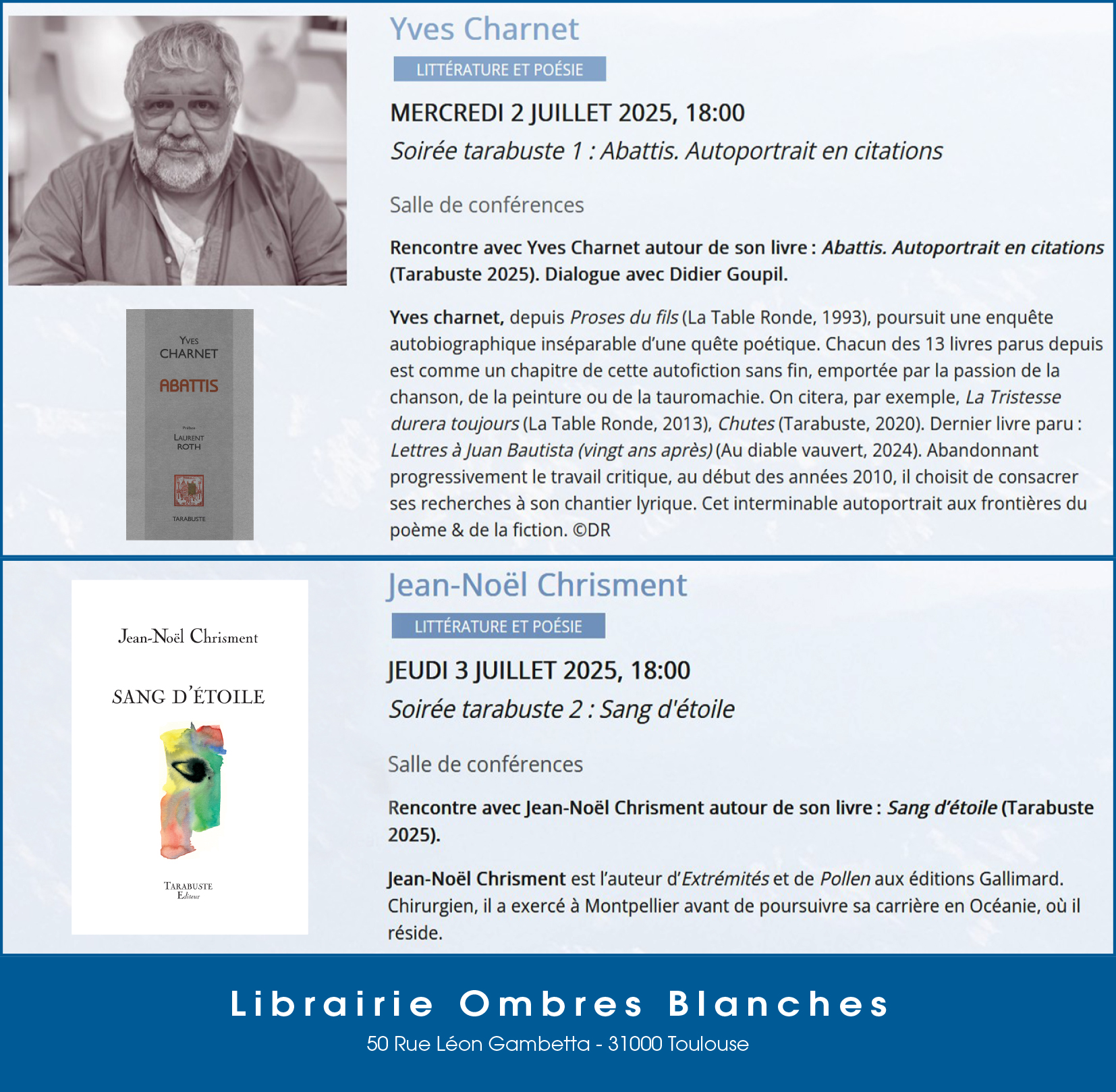 Rencontres librairie ombres blanches