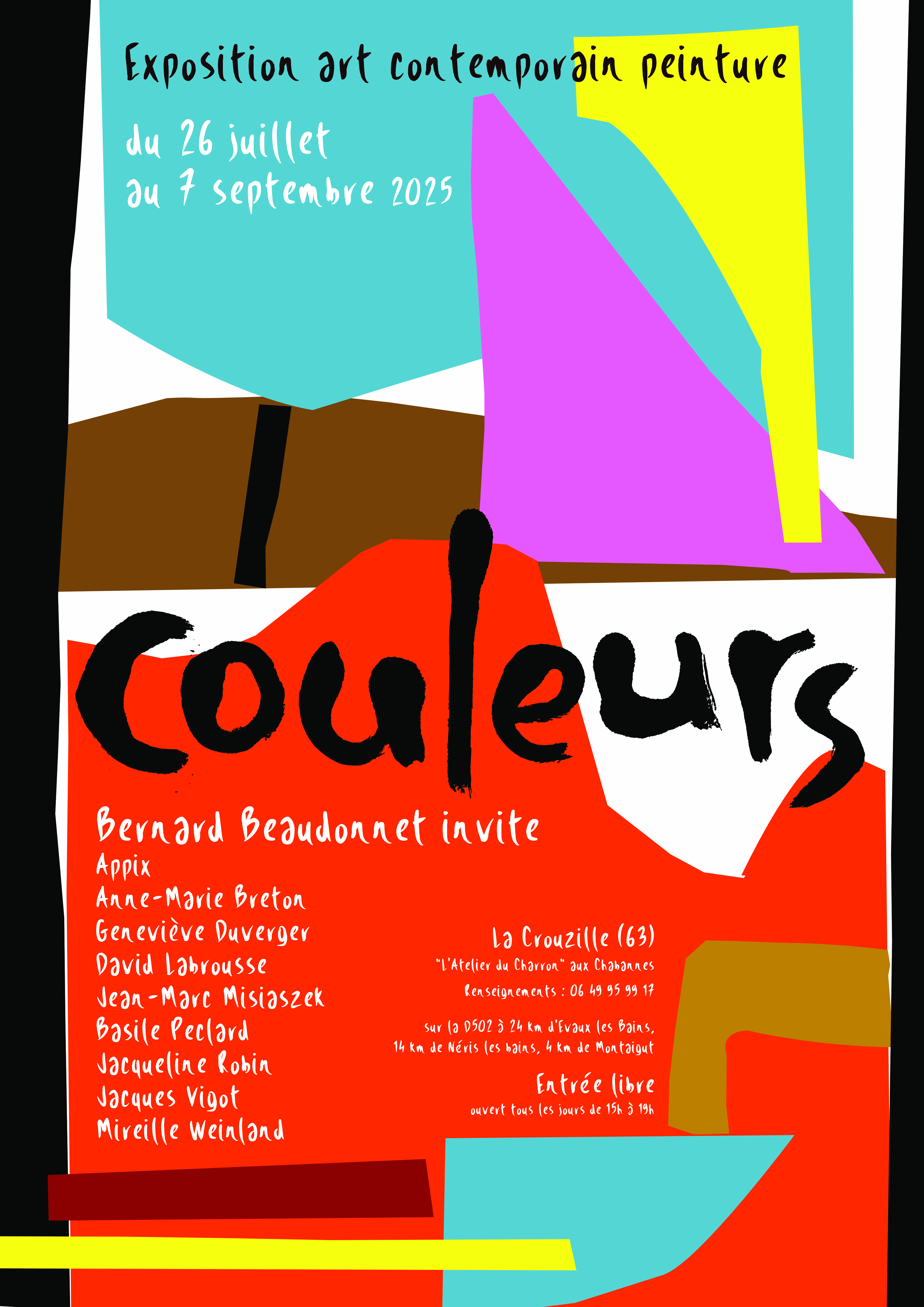 Exposition d'art contemporain à La Crouzille (23) du 28/07 au 07/09/2025