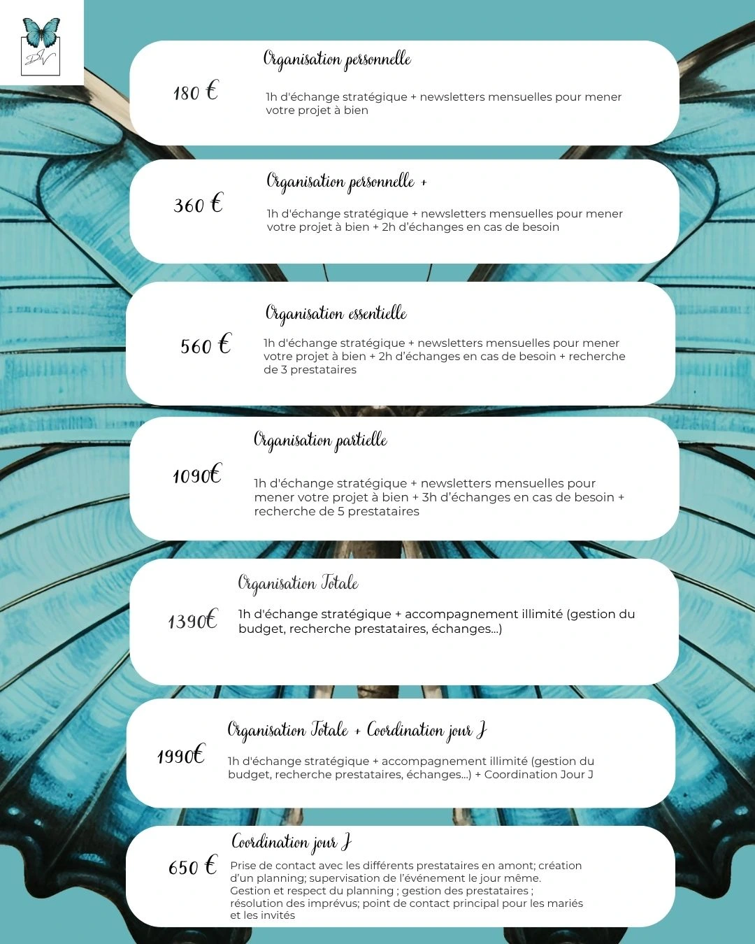 Services d'organisation pour mariage, baptême et anniversaires
Services à distance ou en présentiel pour tous les budgets
