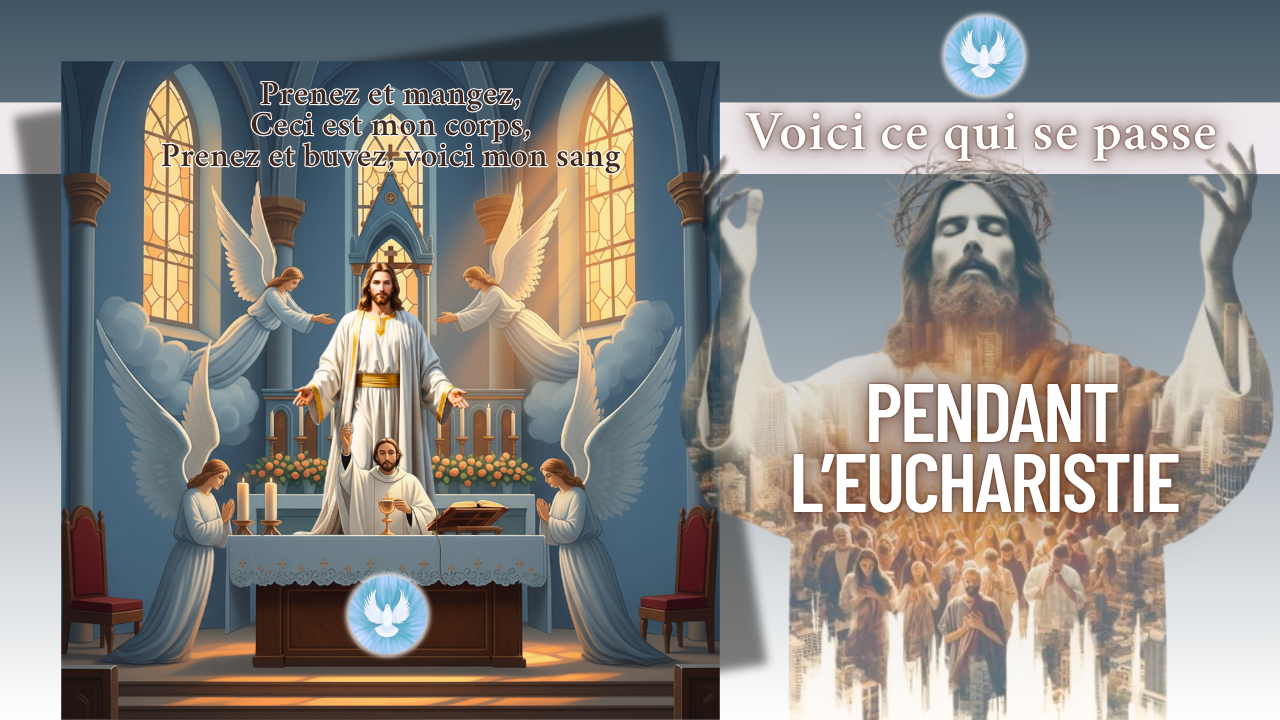 jésus derière un prêtre qui célèbre l'eucharistie dans l'église, illustration de jésus la dernière cène