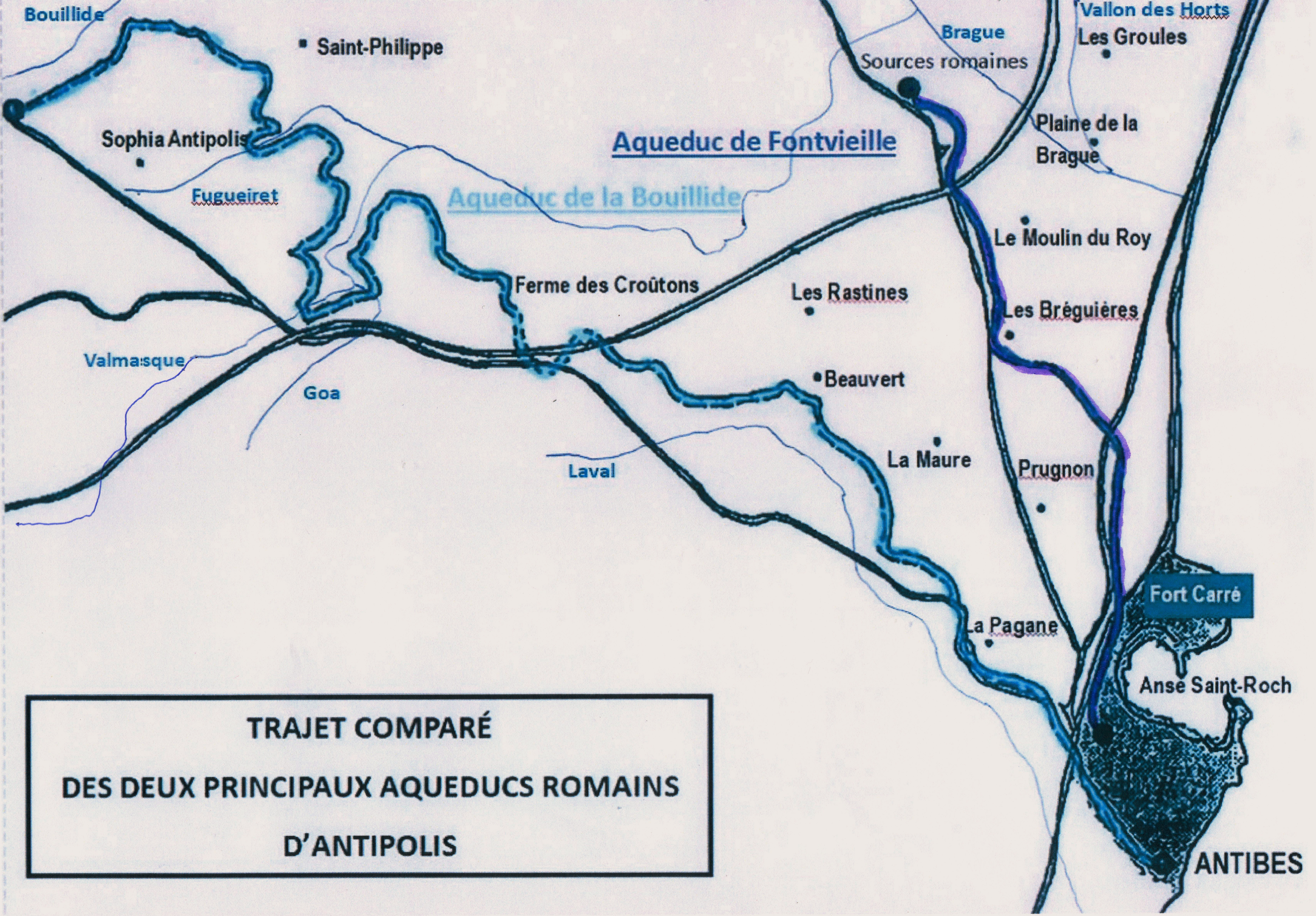 Aqueducs-Trajet-compare-des-deux-aqueducs-d-Antibes