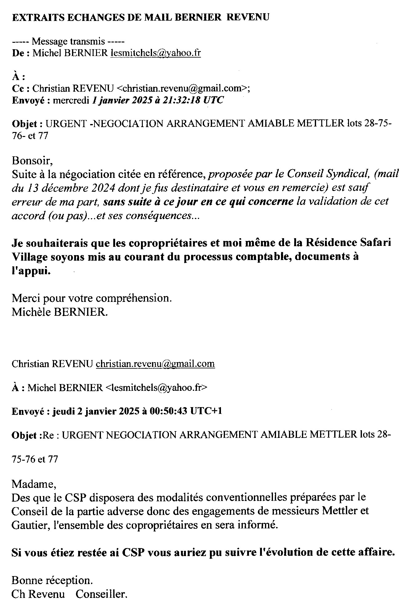 J  Mettler 3-doc  echange mail Bernier-Revenu