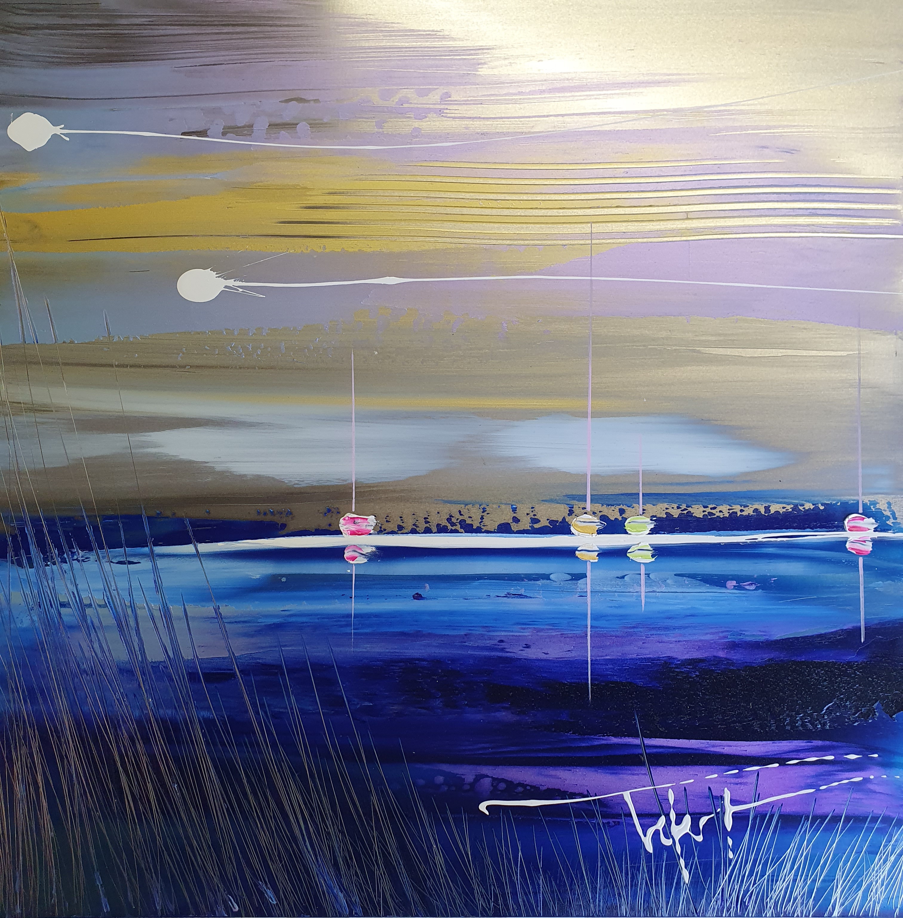 Sur le lac 2022 40x40 huile sur metal