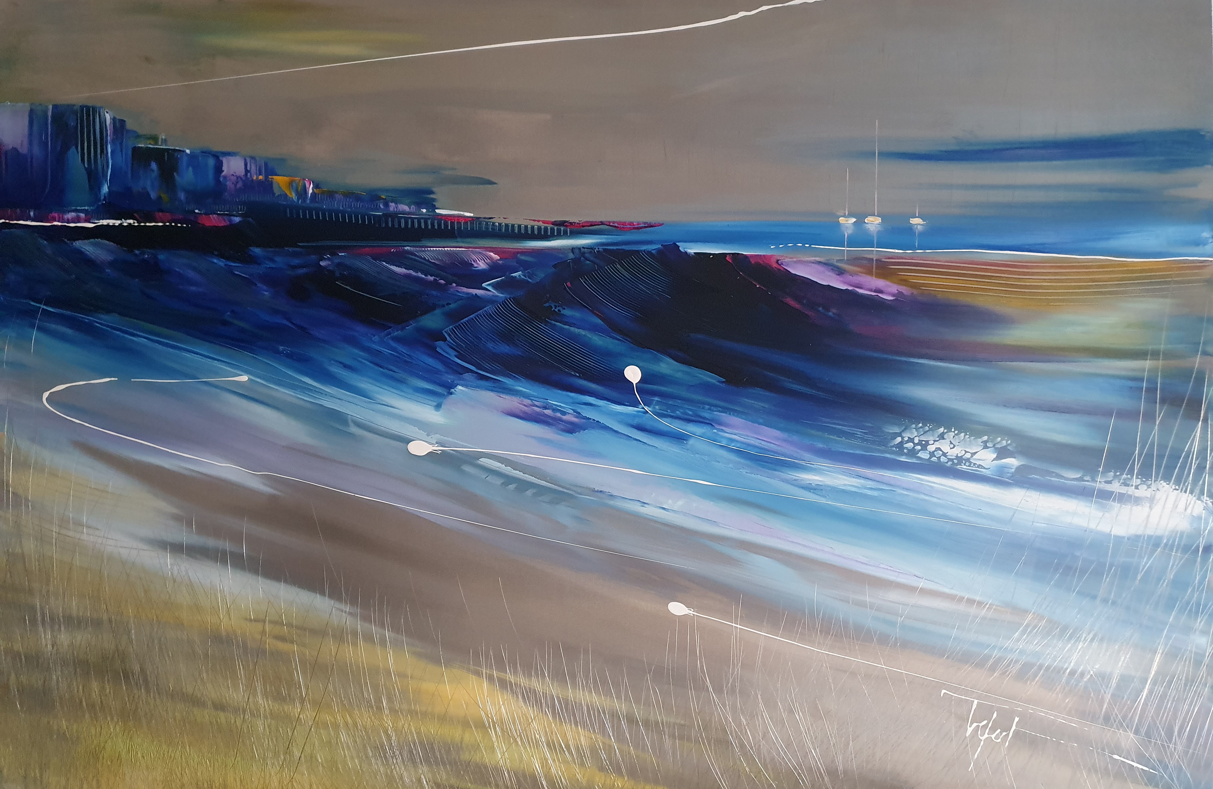 Contre vents et marees 2022 huile sur metal 80x120