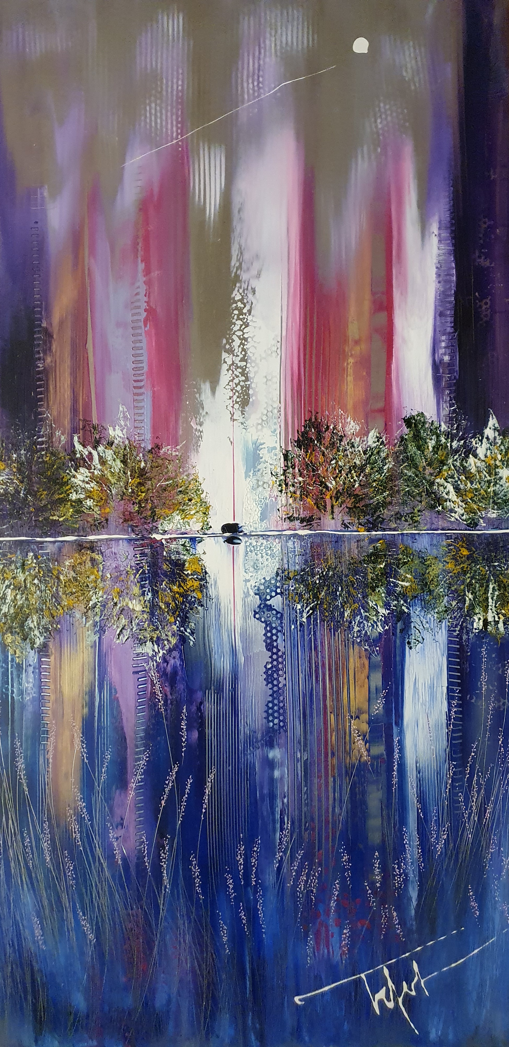 Aqua 2022 huile sur metal 50x100
