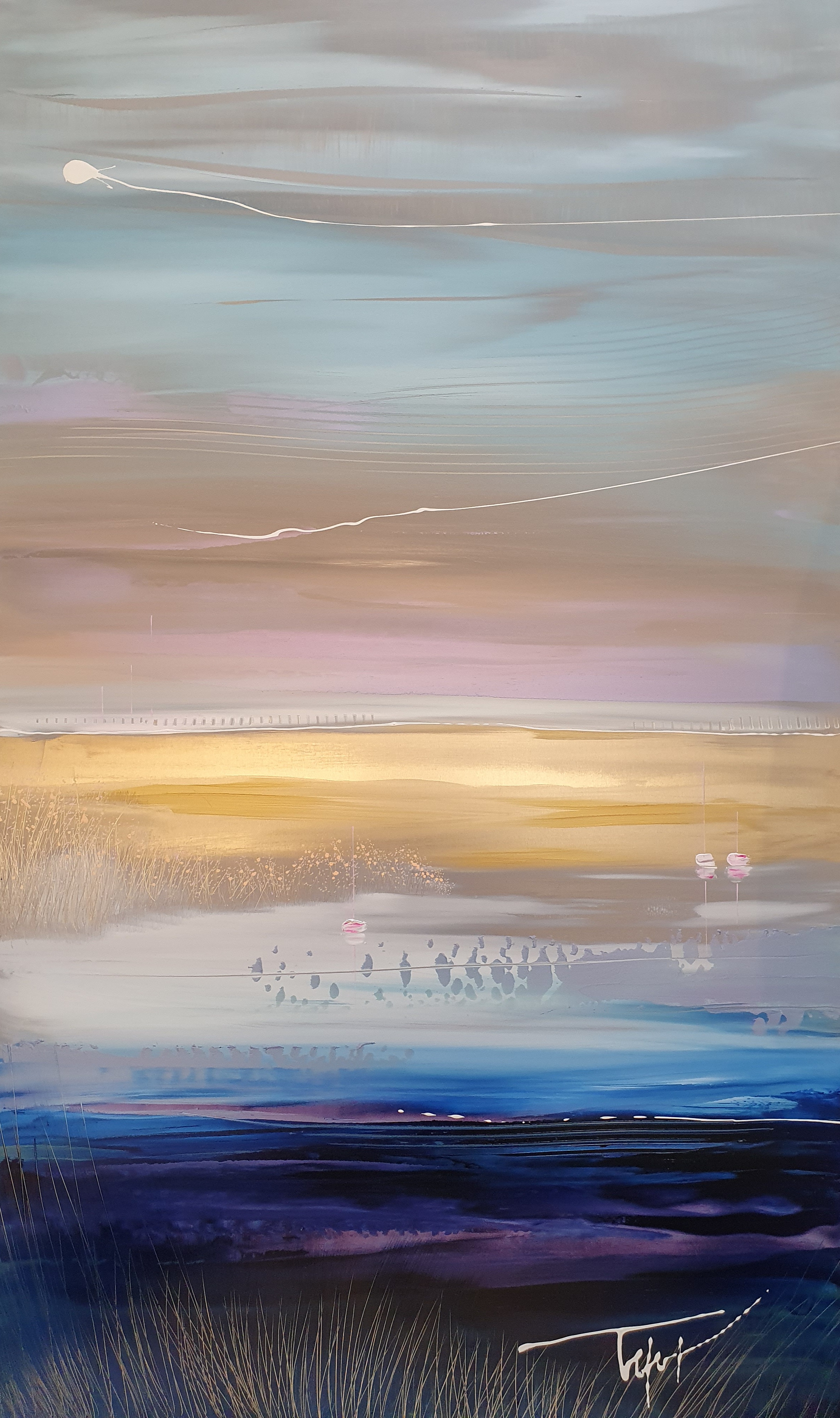 A la surface 2022 huile sur metal 60x100