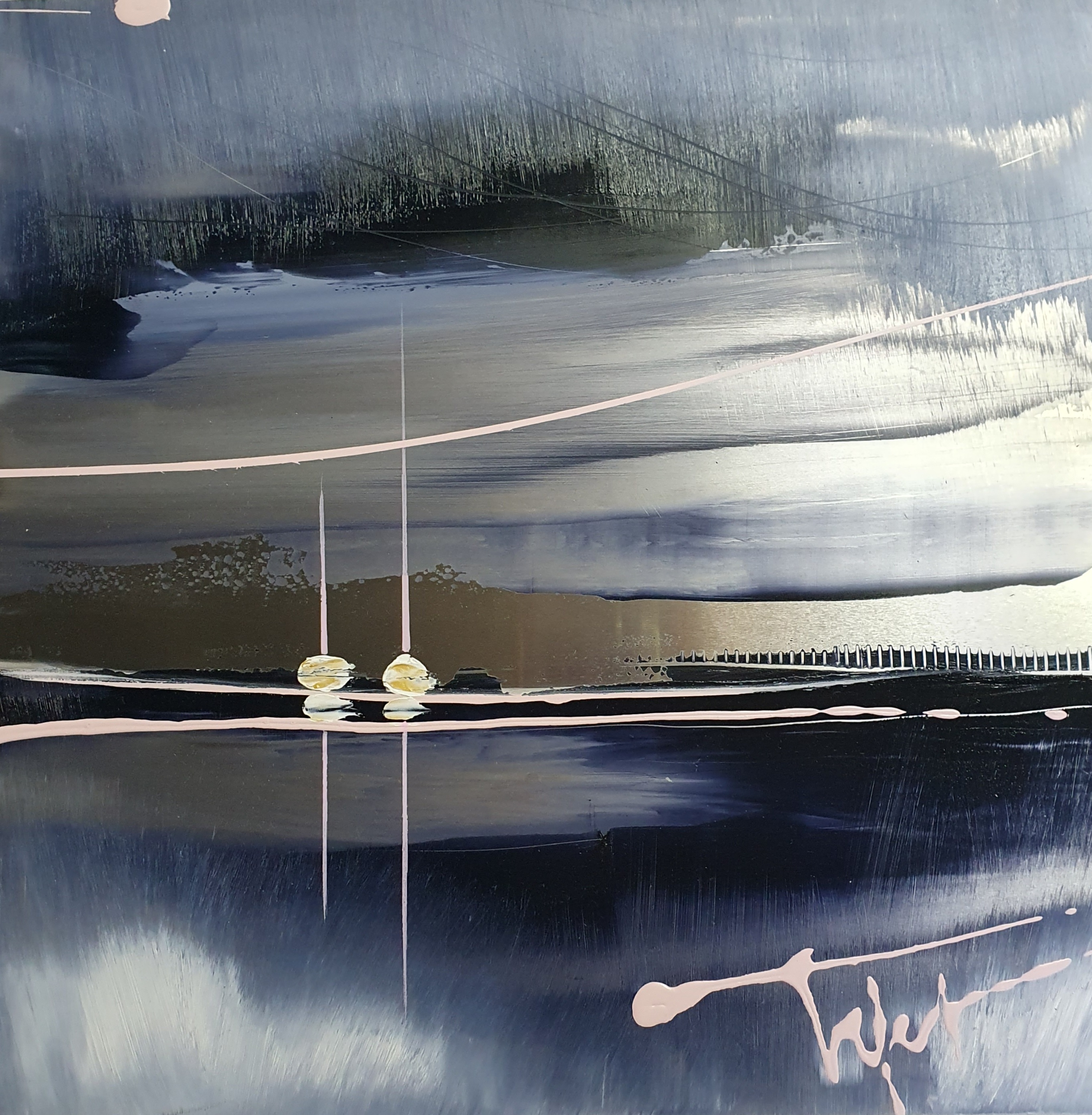 Good night 2023 30x30 huile sur metal