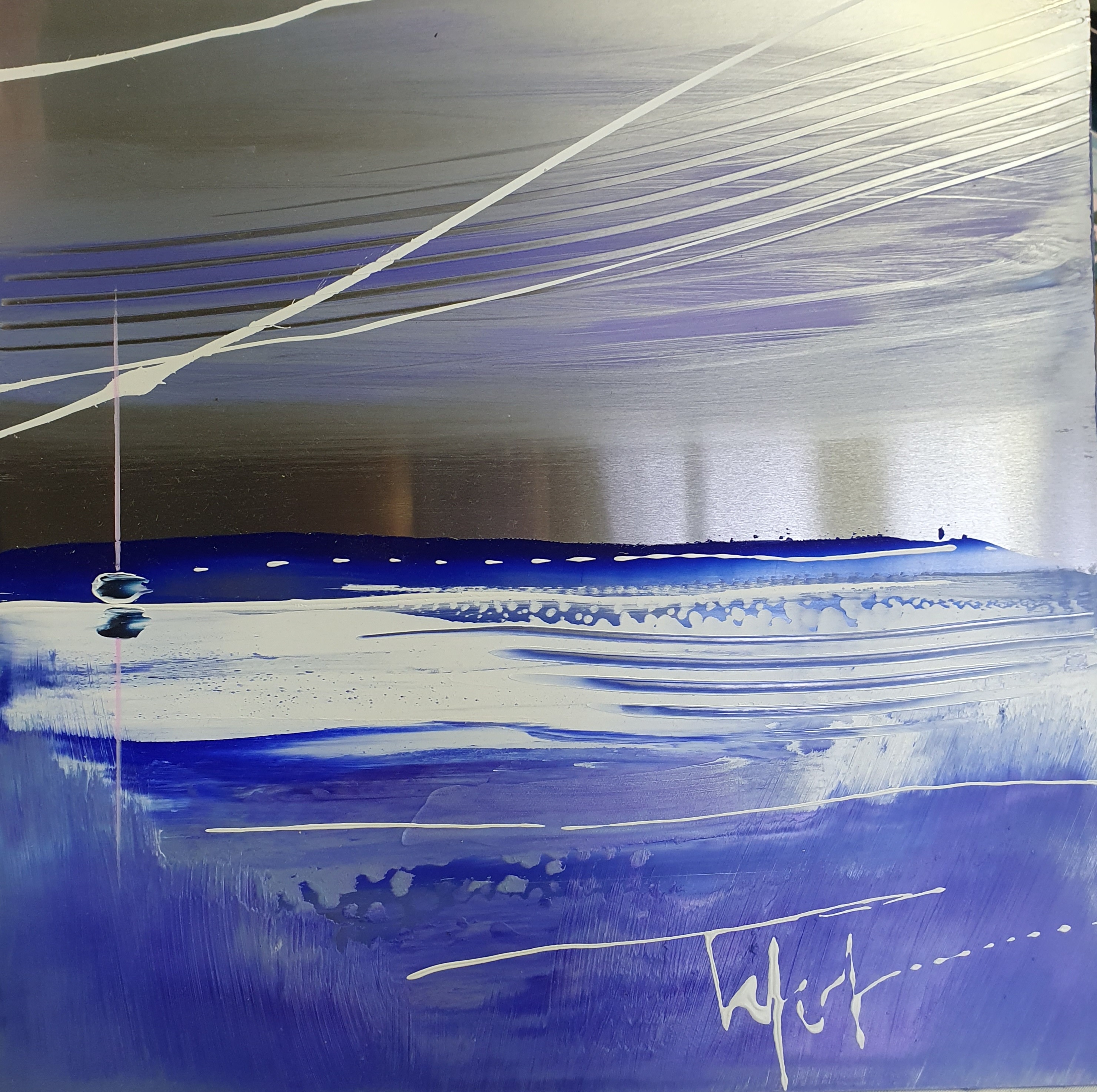 Blue lagon 2023 30x30 huile sur metal