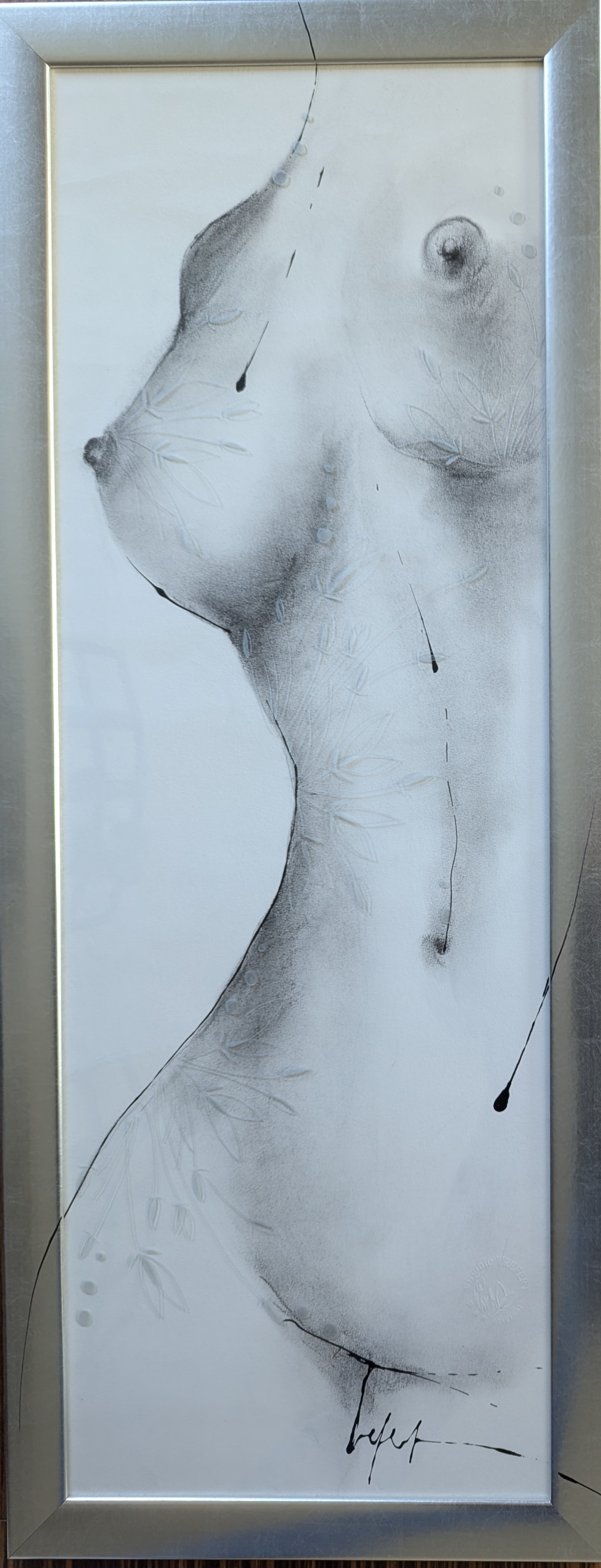 Libre 2025 fusain et gravure 40x100