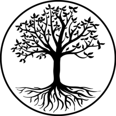 Symbole arbre de vie dans un cercle en noir et blanc kaosix medium