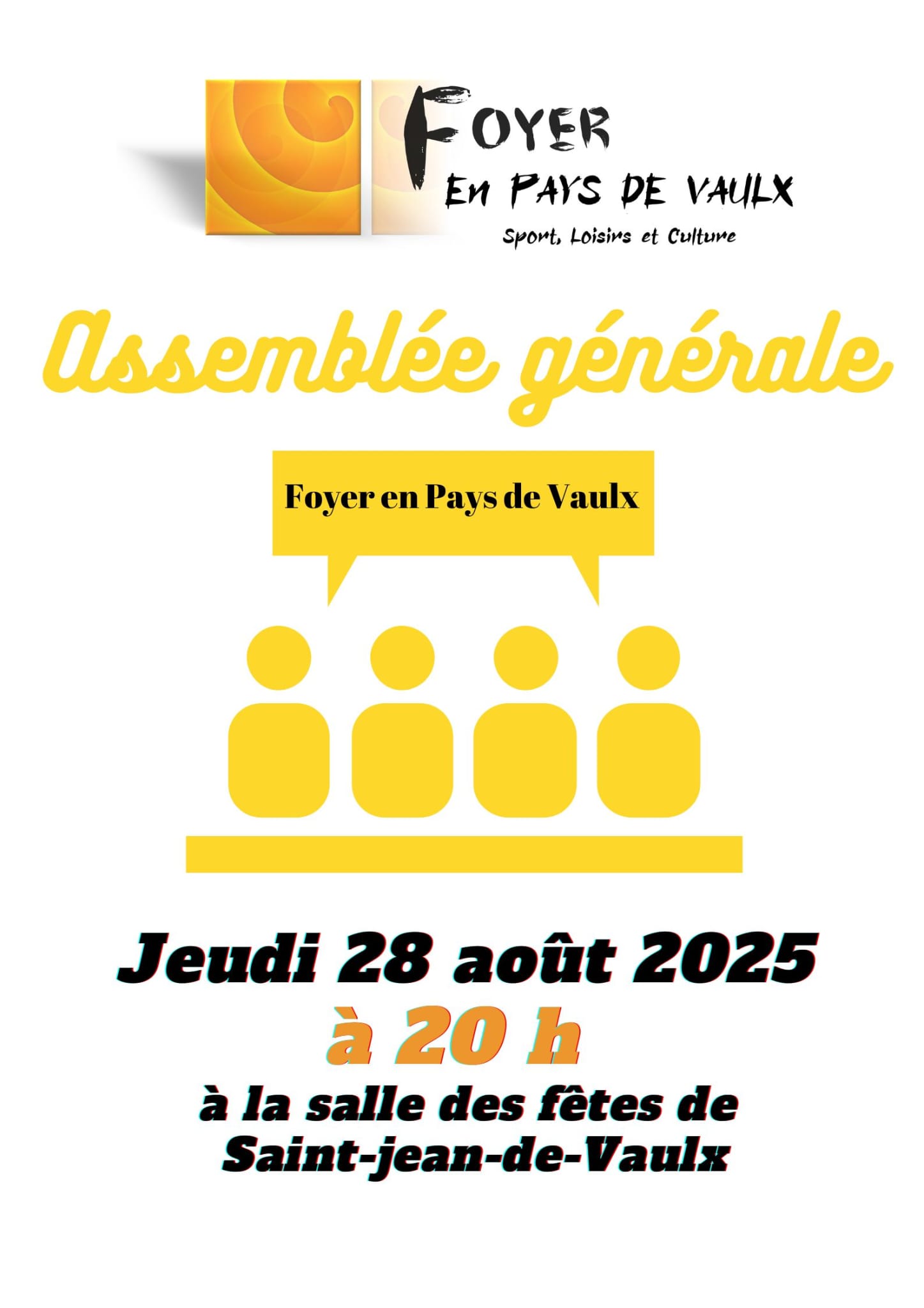 Assemblée générale du Foyer - Jeudi 28 Août à 20h