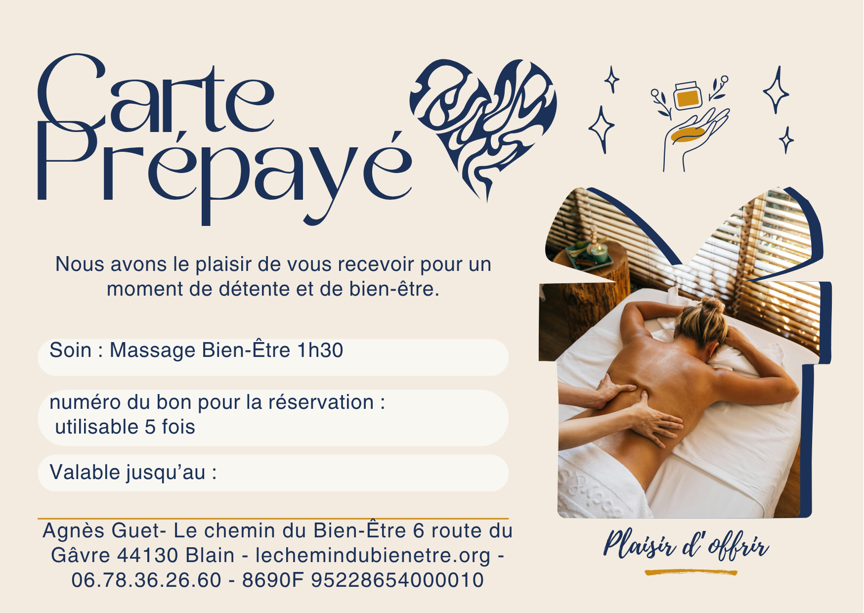 carte cadeau massage bien etre blain44130