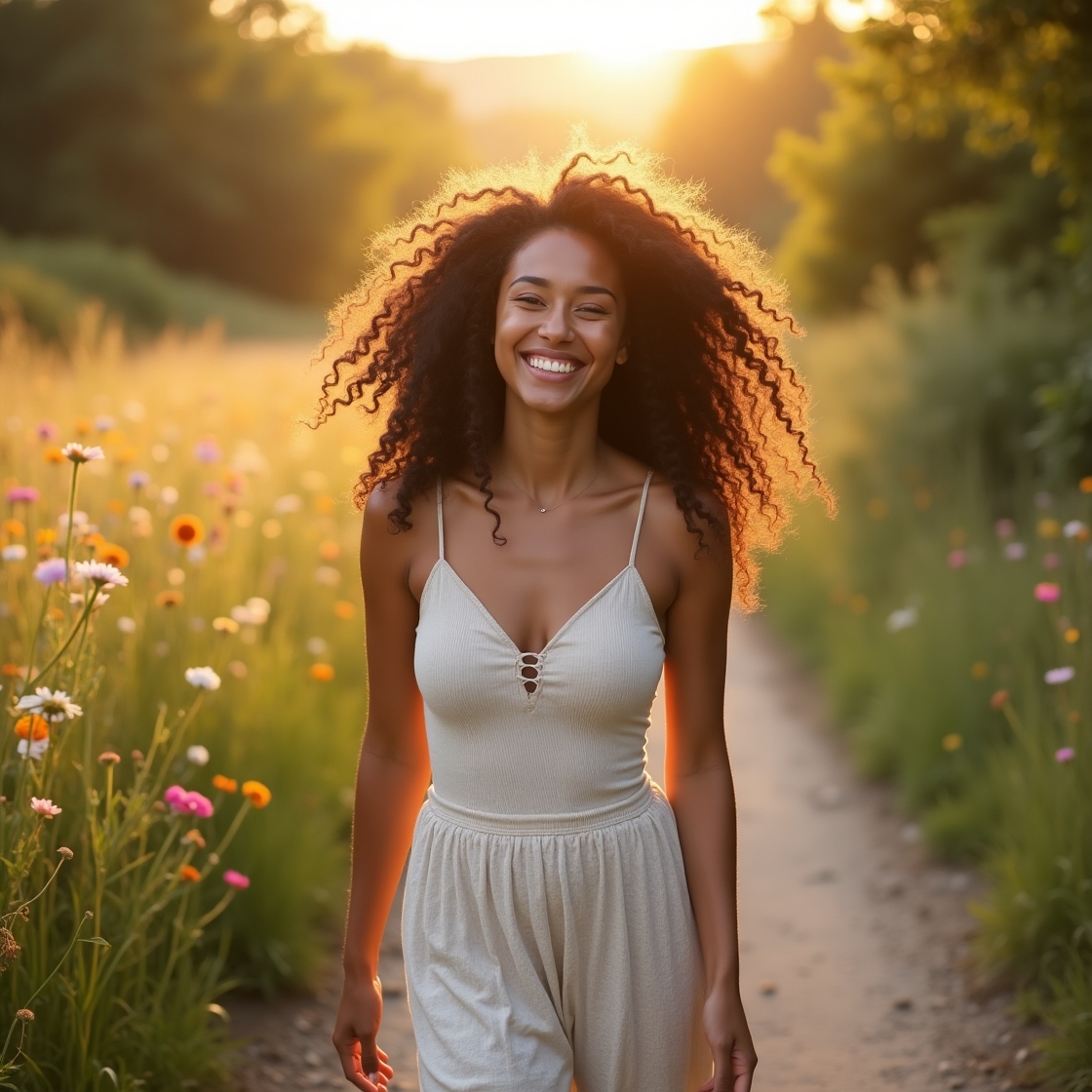 Flux Dev A determined and smiling woman with an gentle etherea 0