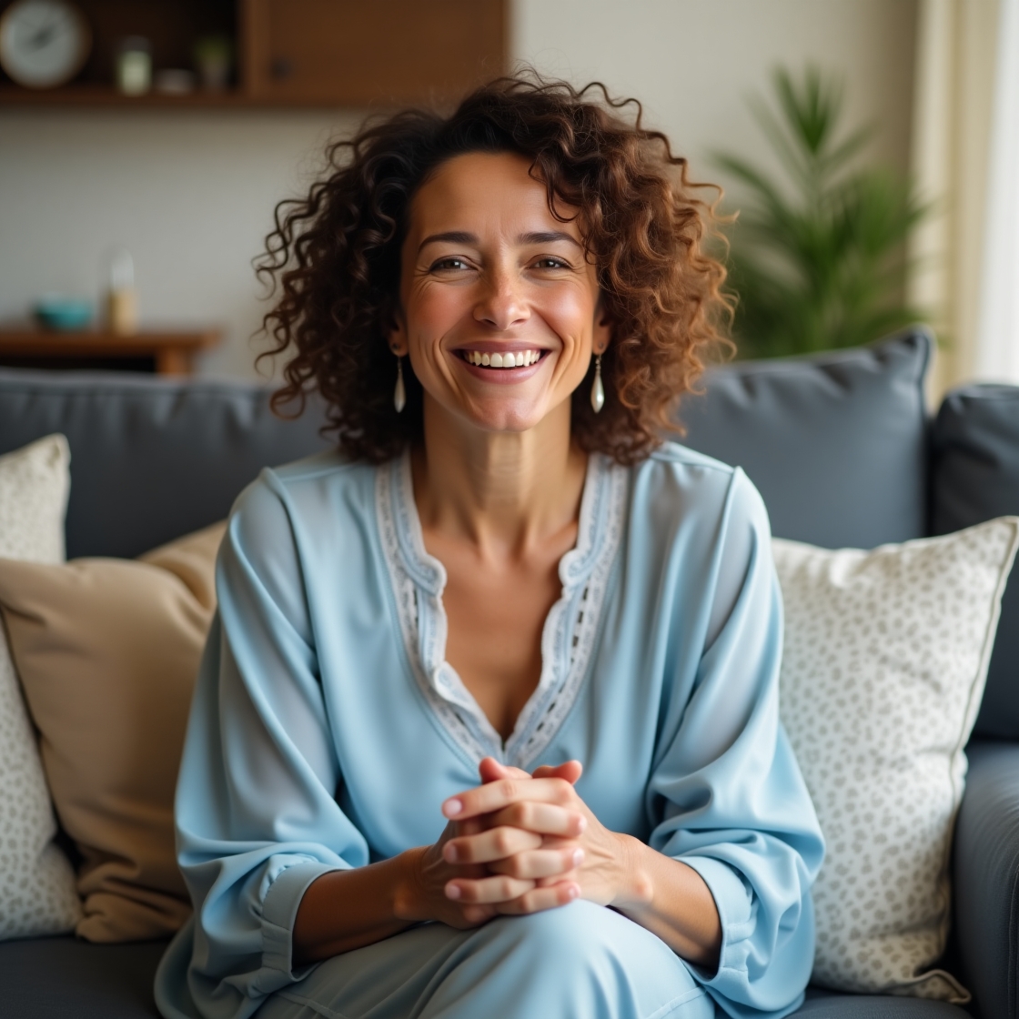 Flux Dev A middleaged woman with curly brown hair warm smile a 0