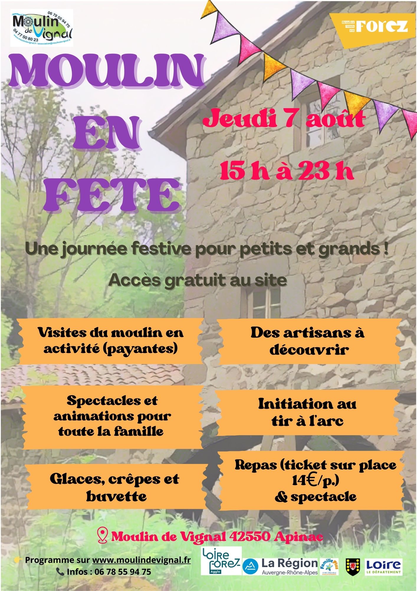 fête, moulin, démonstrations, artisans, producteurs locaux, famille, gratuit, repas, spectacles