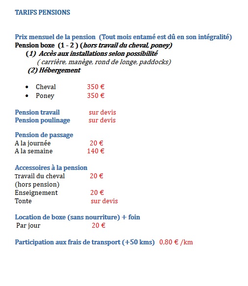 Tarifs-pensions