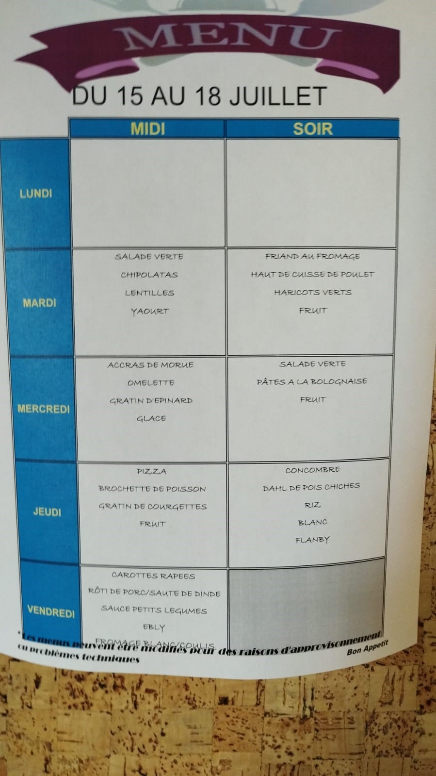 Menus