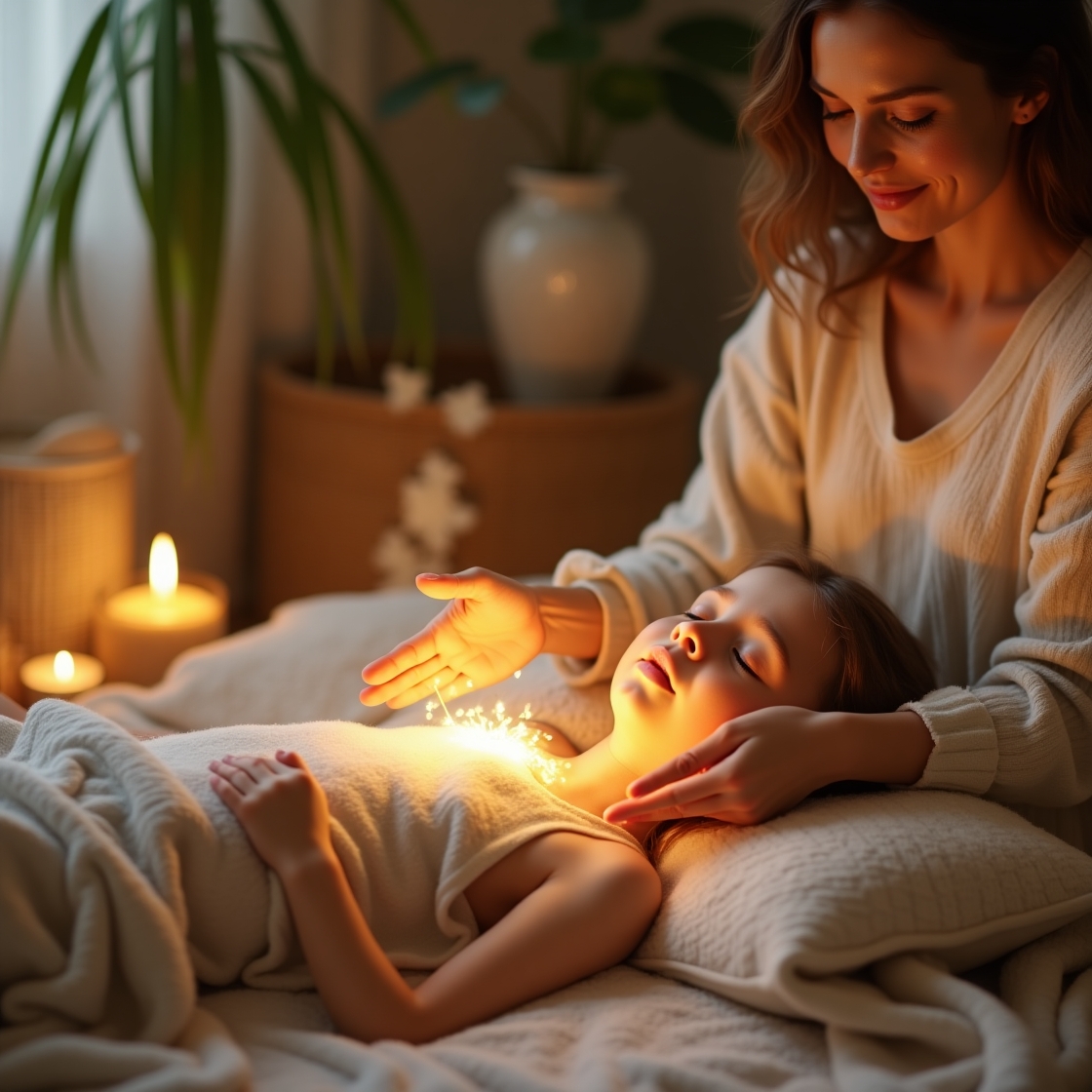 Flux Dev A warm hyperrealistic image of an energetic healing s 0