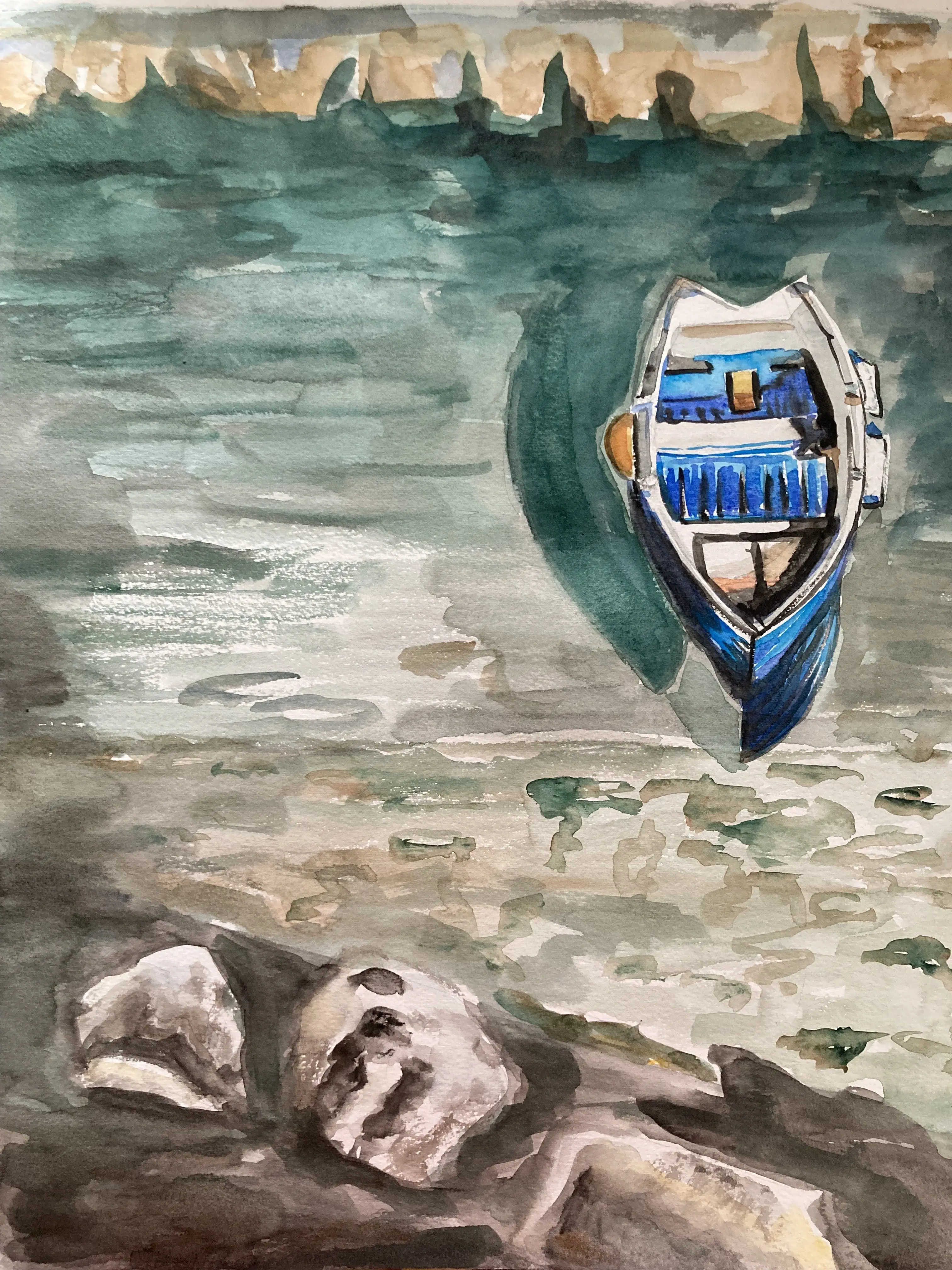 Barque, esquisse aquarelle, format A4