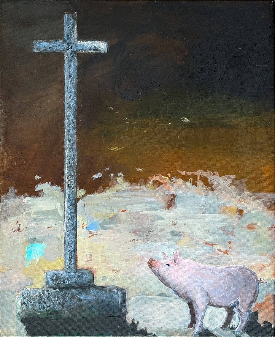 LE COCHON ET LA CROIX
Acrylique  sur toile 70  x 50 cm
