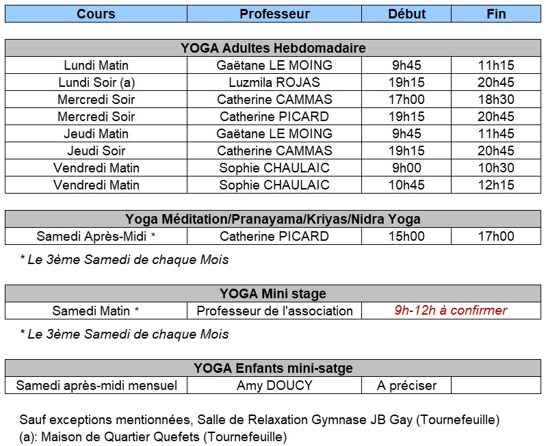Horaires 2025-2026