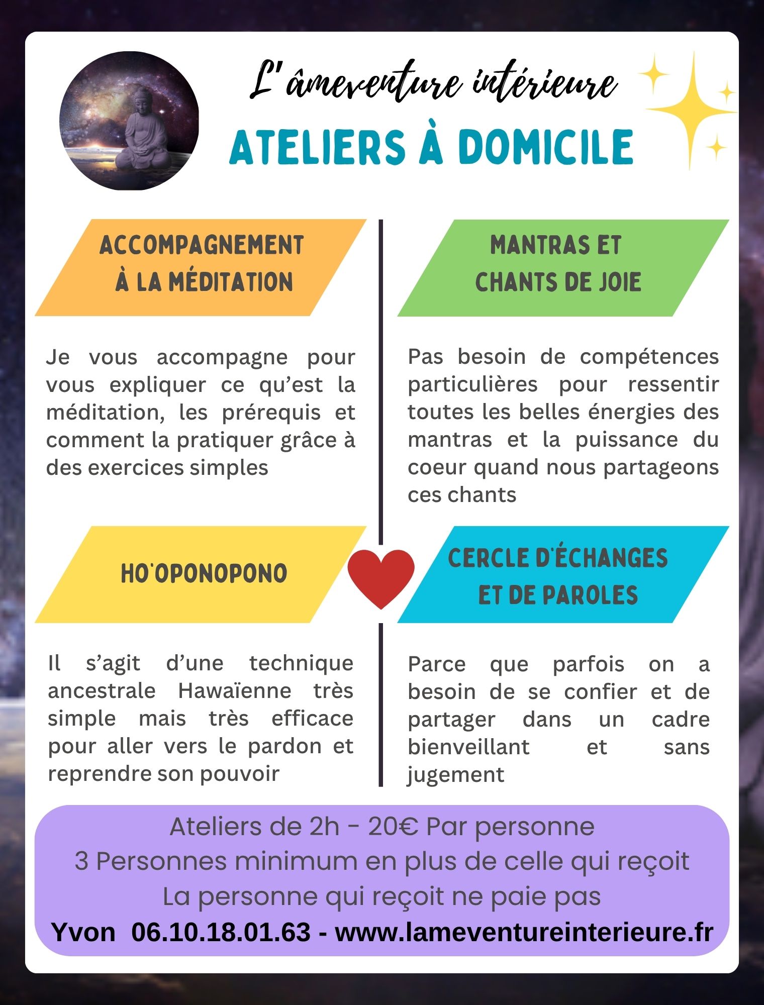 Atelier bien être à domicile avec l'âmeventure intérieure