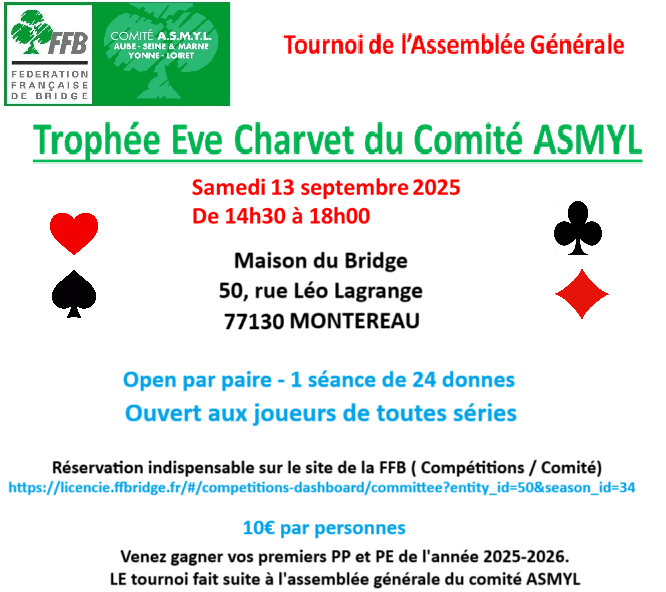 TOURNOI EVE CHARVET  - 13 septembre 2025   14H30- 18H00
